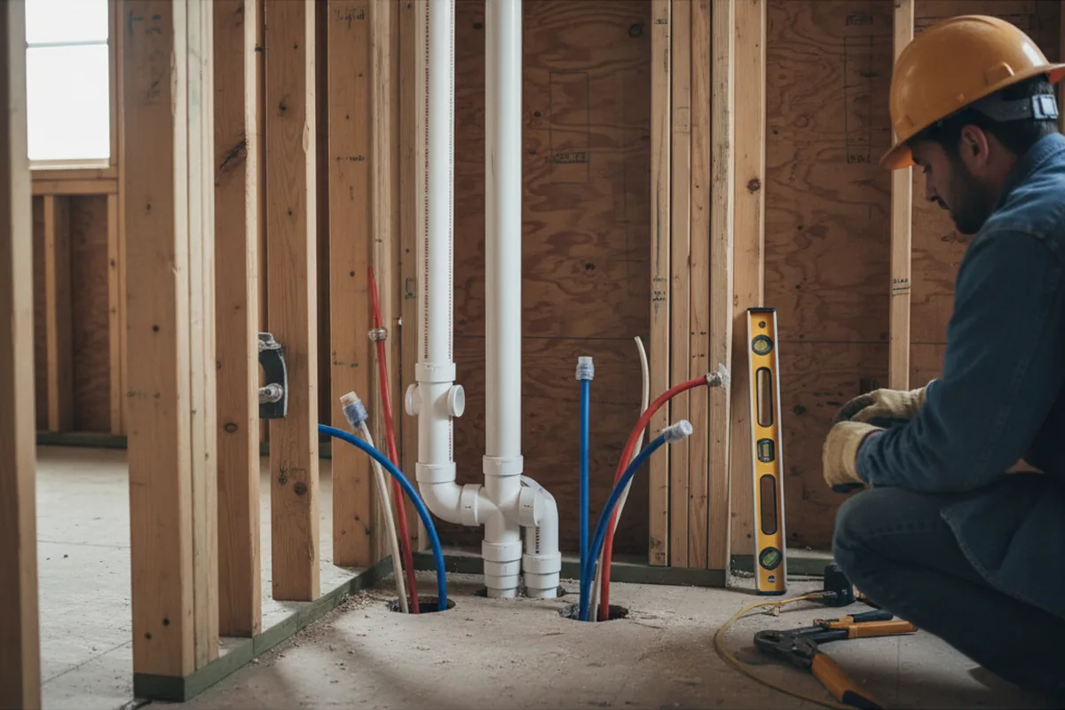 Drain and supply rough-in during Garbage Disposal Repair in Cross Anchor